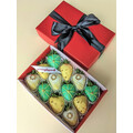 12pcs Green, Yellow, Gold & White Chocolate Strawberries Gift Box